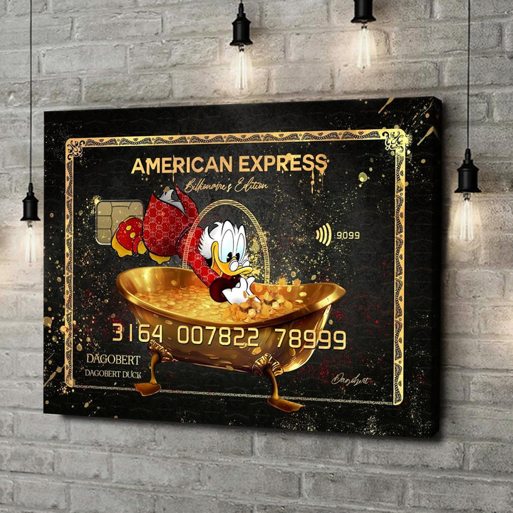 Dagobert Duck Bild bunt | Dagobert Duck Leinwand | Coole Wandbilder Wohnzimmer | American Express Bi