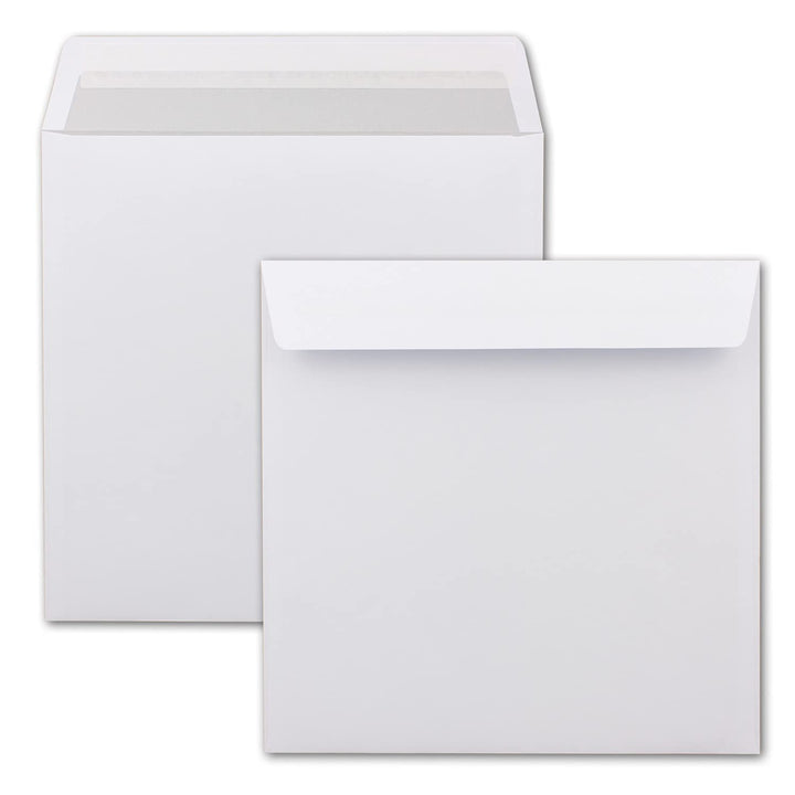 Briefumschläge Quadratisch 220 x 220 mm - Weiss mit grauem Innendruck - 1000 Stück - EXTRA QUALITÄT
