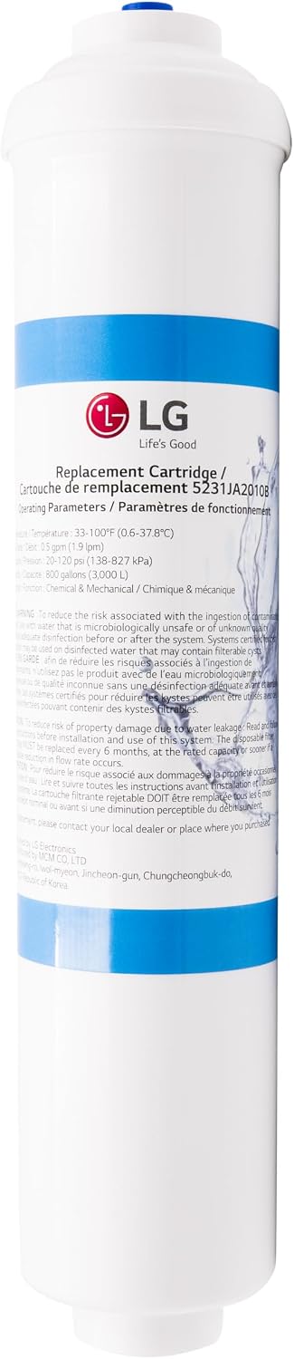 LG 5231JA2010B Ersatz-Wasserfilterkartusche für Kühlschrank und Kühlschrank, Push-Fit-Anschluss, 2 S