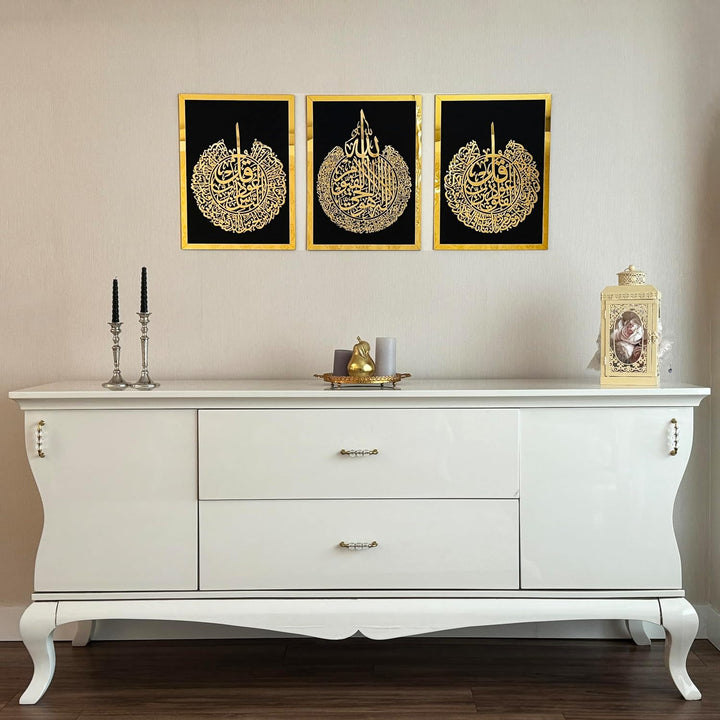 IWA CONCEPT Holz Acryl Set Ayatul Kursi, Surah Al-Falaq und Surah Al-Nas, Ramadan Dekoration, Eid De