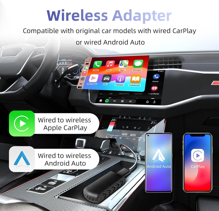 Ezonetronics 2-in-1 Wireless CarPlay & Wireless Android Auto Adapter, Mini & Stabiler, Plug and Play