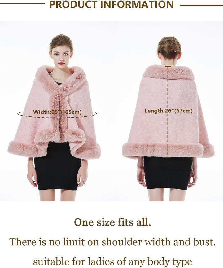 BEAUTELICATE Damen Kunstpelz Stola Brautjacke Bolero Winter Brautschal Mantel für Hochzeit Festlich