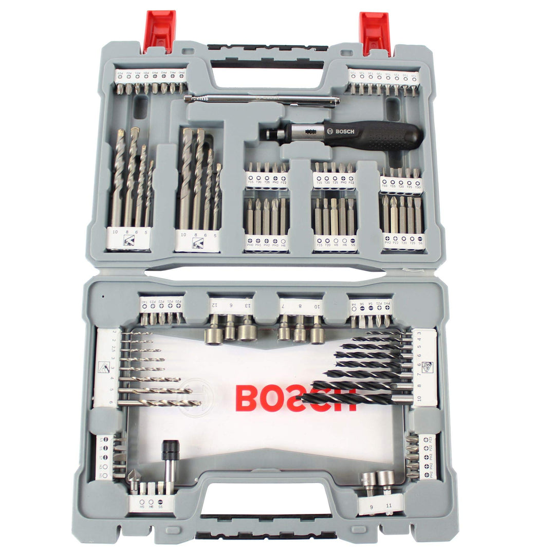 Bosch 105tlg. X-Line Bohrer- und Schrauberbit-Set (für Holz, Stein und Metall, inkl. Ratschen-Schrau