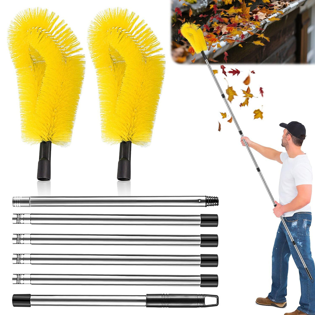 Dachrinnenreiniger Teleskop Dachrinnenbürste mit 6Pcs Teleskopstiel 250cm Dachrinnenreinigungsbürste