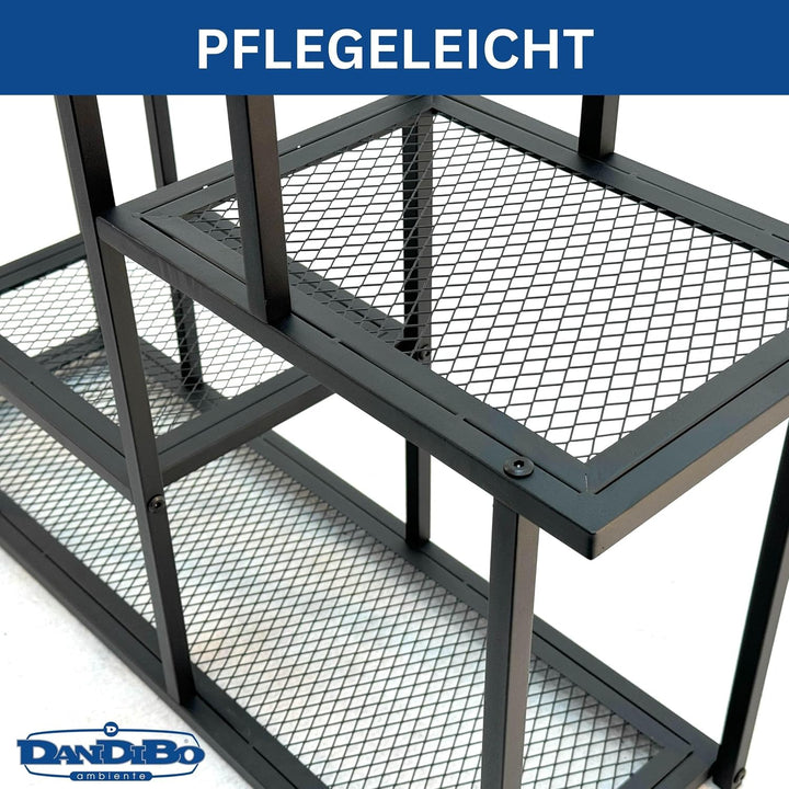 DanDiBo Blumentreppe Indoor Metall Schwarz 4 Ebenen 96579 Blumenständer Modern Pflanzentreppe Design