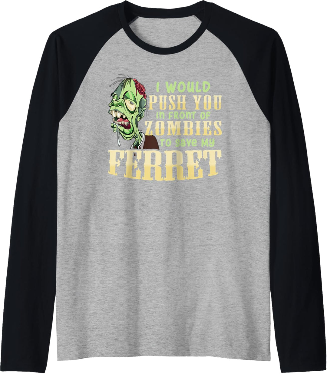 I Will Push You In Front of Zombies to Save My Ferret Funny Raglan