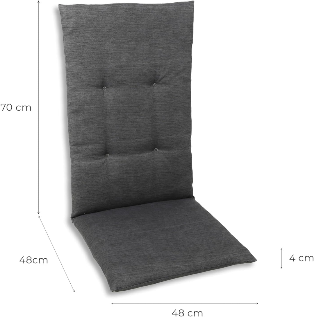 Bequeme und attraktive Polsterauflagen für Hochlehner-Gartenstühle (6er-Set, Uni anthrazit, Hochlehn