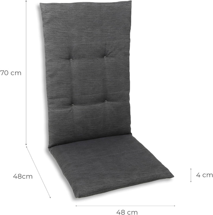 Bequeme und attraktive Polsterauflagen für Hochlehner-Gartenstühle (6er-Set, Uni anthrazit, Hochlehn