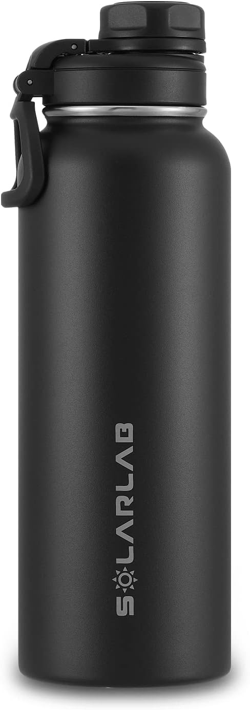 SOLARLAB Trinkflasche edelstahl - Thermoflasche Isolierflasche Thermoskanne 1l für heisse und kalte