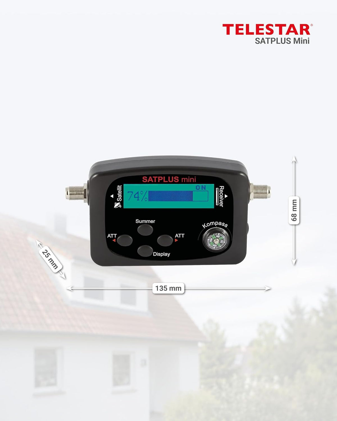 Telestar 5401202 Satplus mini Satfinder (LCD Display, Kompass, Dämpfungseinstellung, akustisches Sig