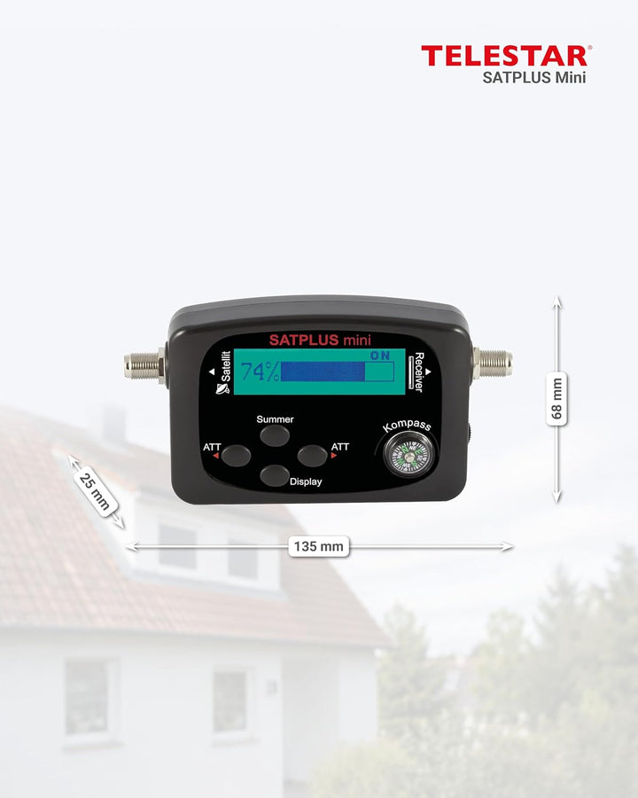Telestar 5401202 Satplus mini Satfinder (LCD Display, Kompass, Dämpfungseinstellung, akustisches Sig