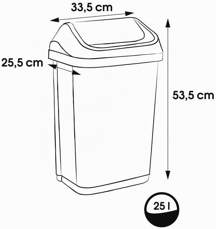 keeeper swantje 2x Mülleimer mit Schwingdeckel, 25 l, 33,5 x 25,5 x 53,5 cm, Light Silver Hell-Silbe