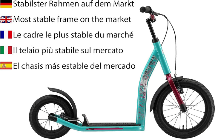 STAR SCOOTER Kinder Tret Roller ab 8 Jahre | City Kick Scooter Luftreifen Höhenverstellbar 16 Zoll N