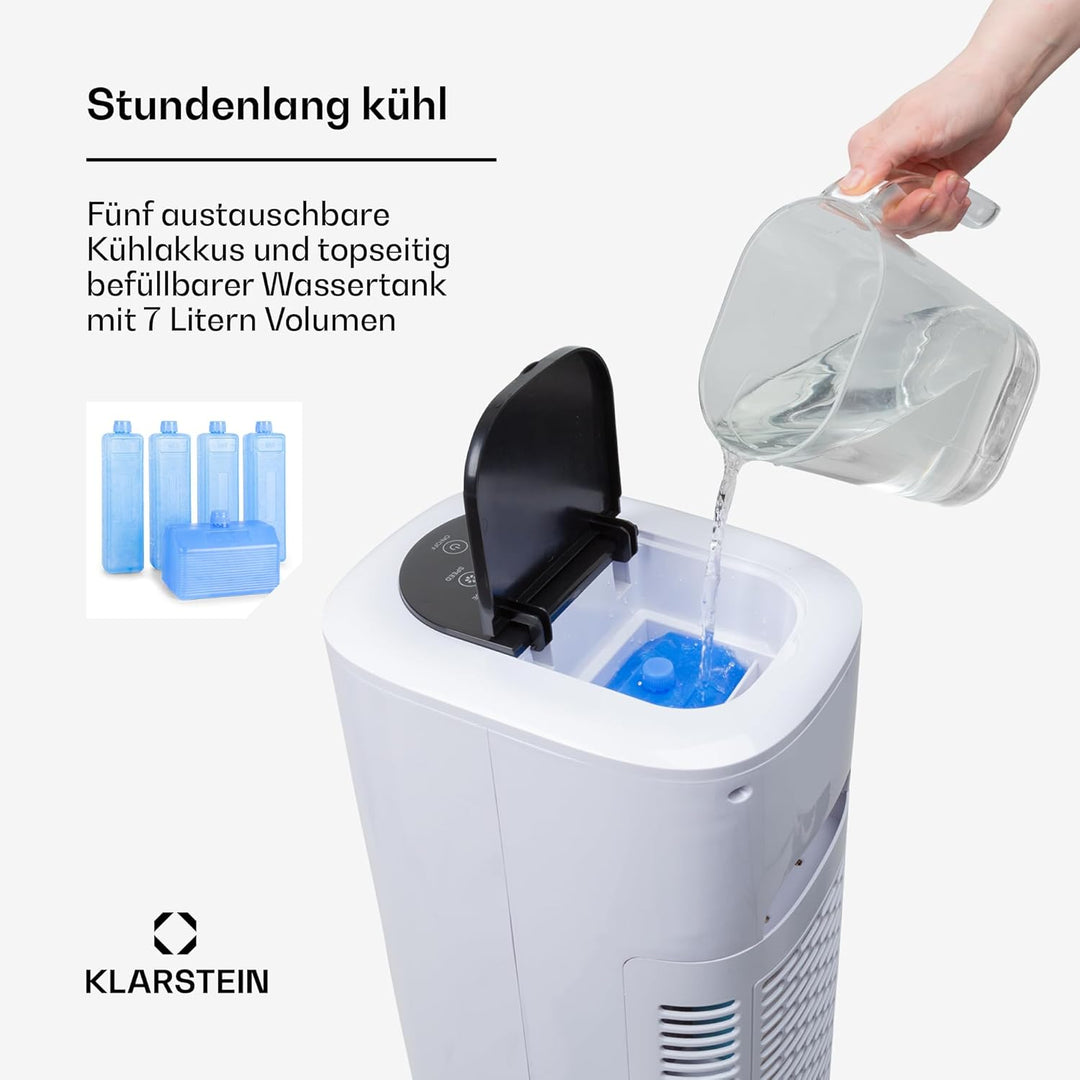 Klarstein Polar Tower Smart – Luftreiniger, Ionisator, WLAN: App-Steuerung, 85 W, 3306 m³/h, 4 Gesch