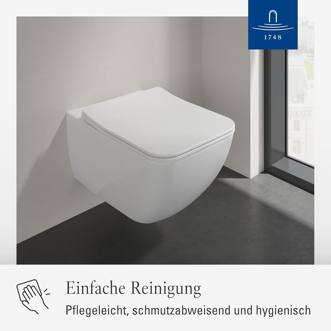 Villeroy & Boch Venticello WC-Sitz SlimSeat, abnehmbarer Toilettensitz mit Absenkautomatik, aus bruc