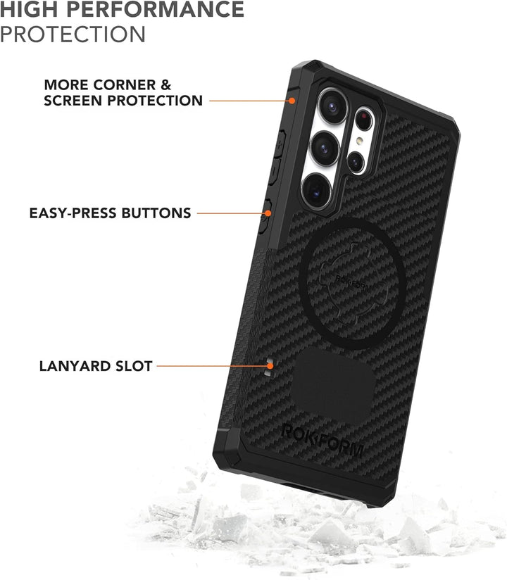 Rokform - Galaxy S23 Ultra Hülle, Rugged Series, Samsung Schutzhülle mit RokLock Twist Lock, Fallget