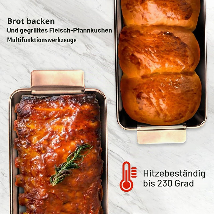 Generisch Brotbackform, Kastenform Brot, 2-in-1 Fleischpastetenform mit Ablaufrost, Backform Rechtec