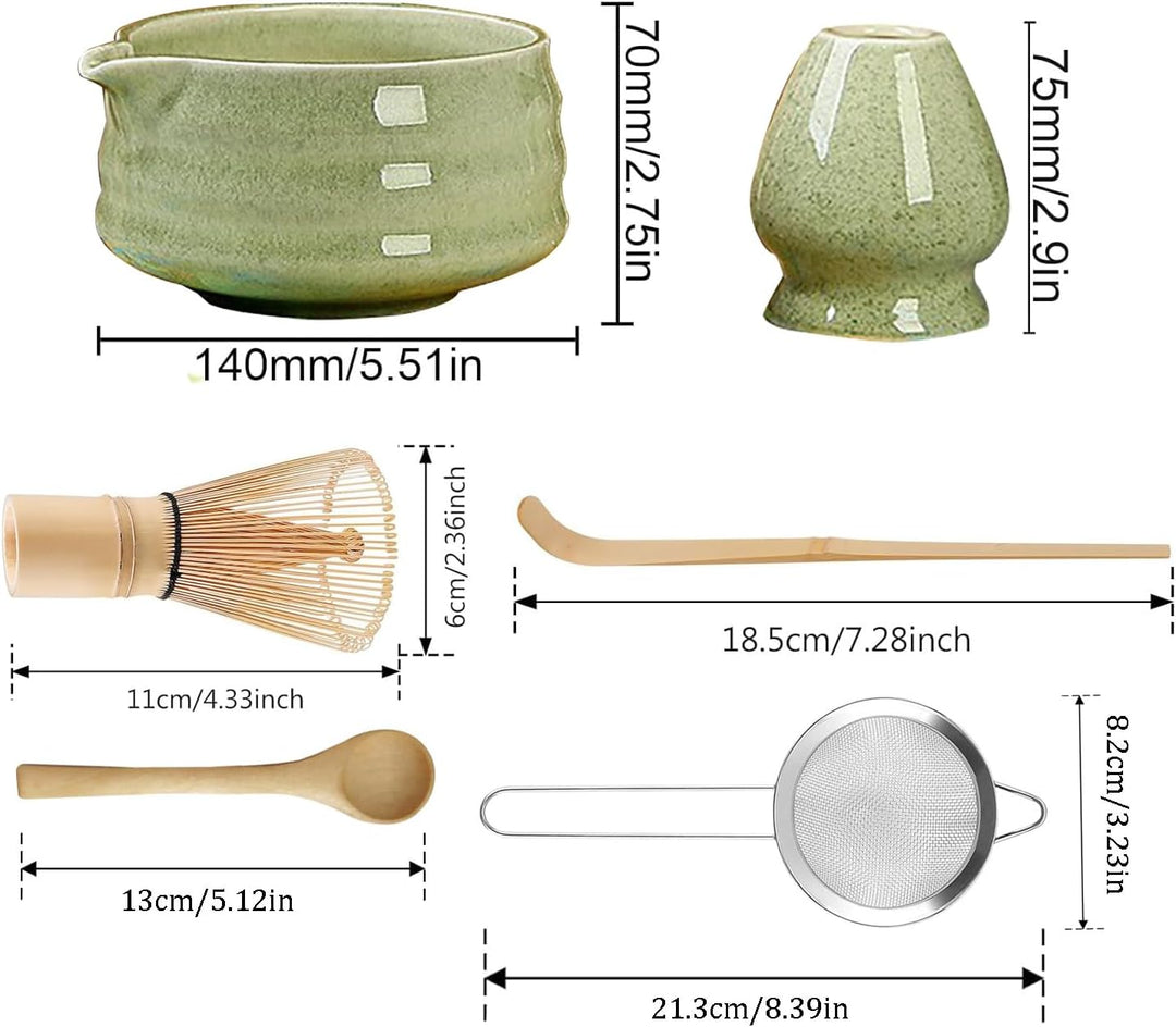 Matcha Tea Set,6 Piece Matcha Besen Set, with Matcha Whisk, Broom,Matcha Schale,Matcha Bowl with Spo