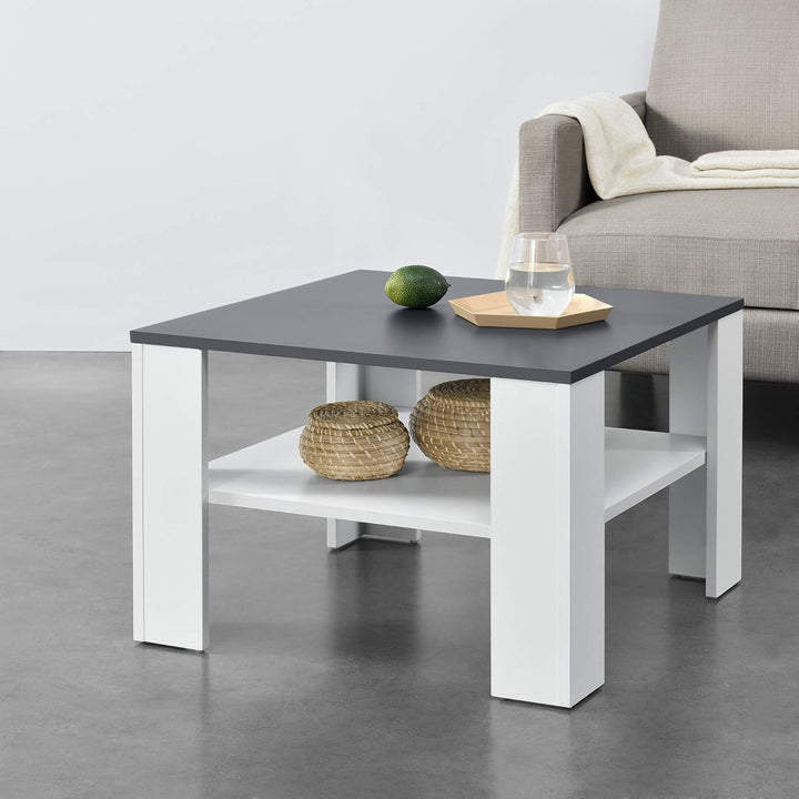 [en.casa] Couchtisch Aachen Beistelltisch 60x60x40 cm Wohnzimmertisch mit Ablage Sofatisch Kaffeetis