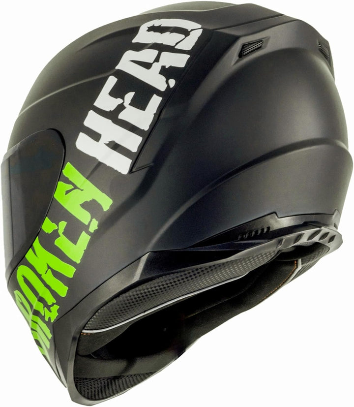 Broken Head BeProud Sport Grün Motorradhelm Mit 2 Visieren (Klares + Schwarzem Visier) - Integralhel