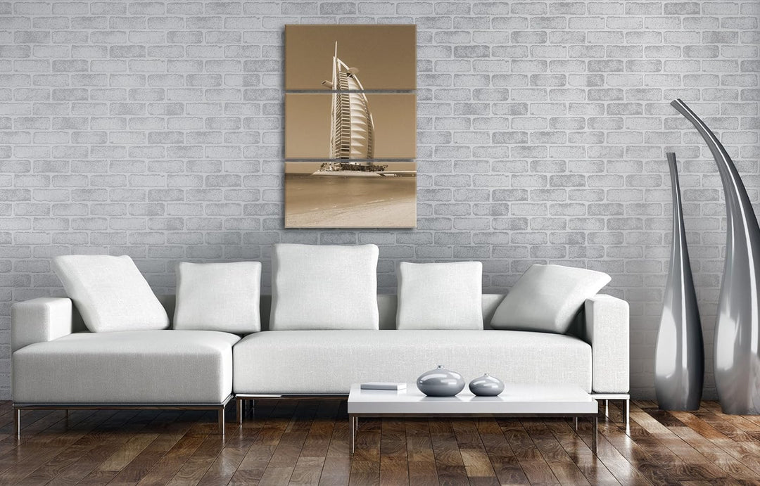 deyoli gigantisches Gebäude in Dubai Format: 3-teilig 120x80 Effekt: Sepia als Leinwandbild, Motiv f