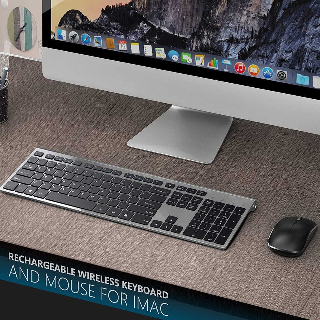 J JoyACCESS Kabellose Tastatur und Maus Kombination mit 2,4 G, kompakt, leise, schlanke kabellose Ta