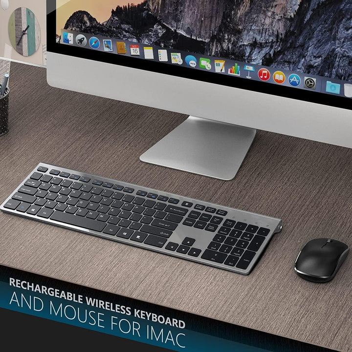 J JoyACCESS Kabellose Tastatur und Maus Kombination mit 2,4 G, kompakt, leise, schlanke kabellose Ta
