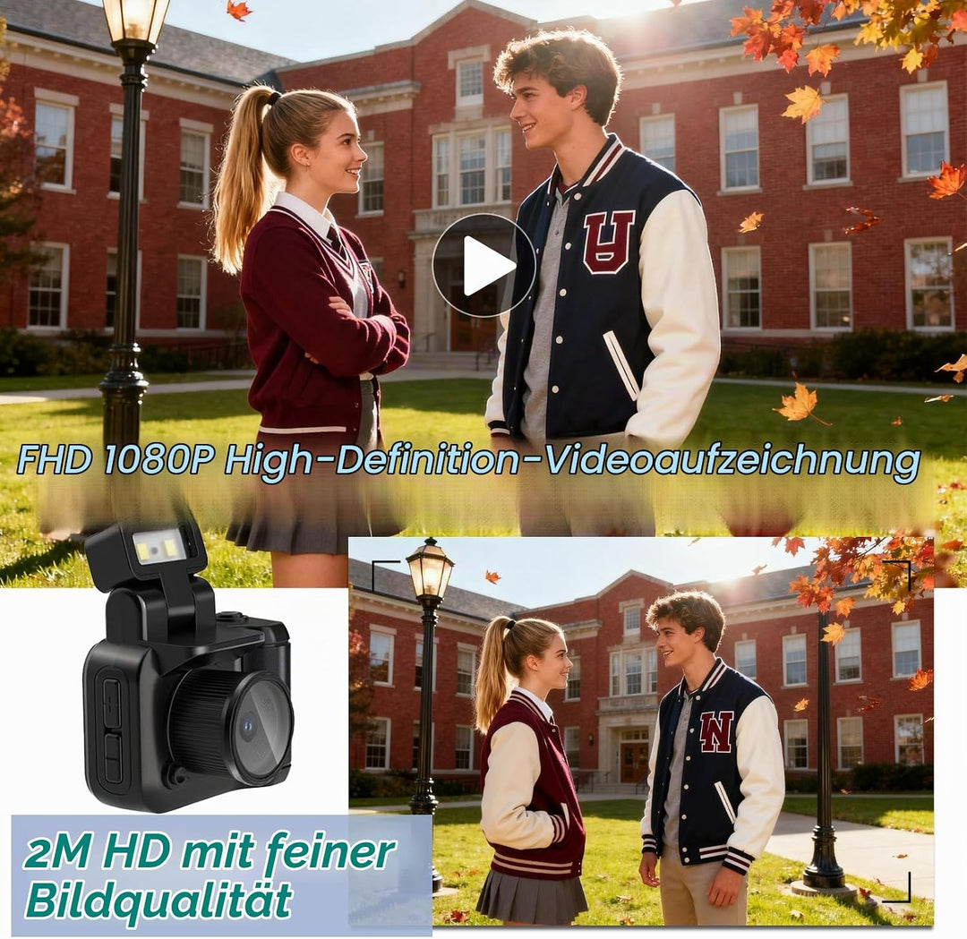 Mini Retro Kamera1080P with 32GB Card Mini Digitalkamera Analog Kamera Kreative Geschenke（Mattschwar