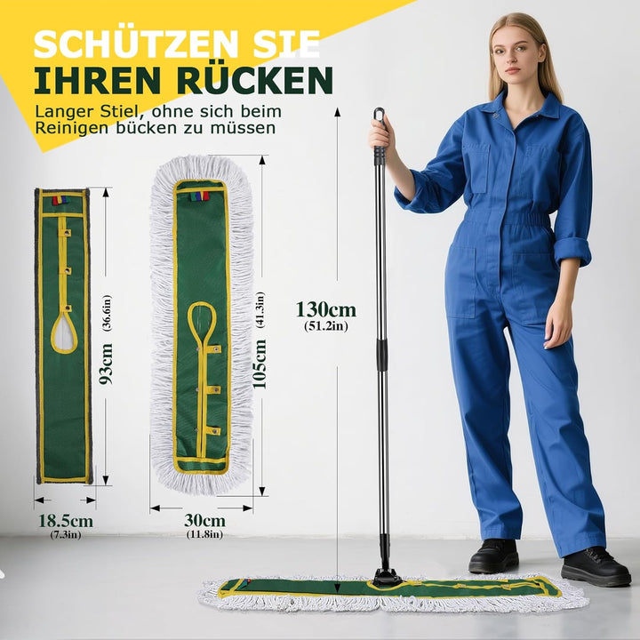Masthome Bodenwischer 105 cm Breit, Industrie Wischmopp mit 2 Wischpads, Profi Mopp Wischer Boden mi