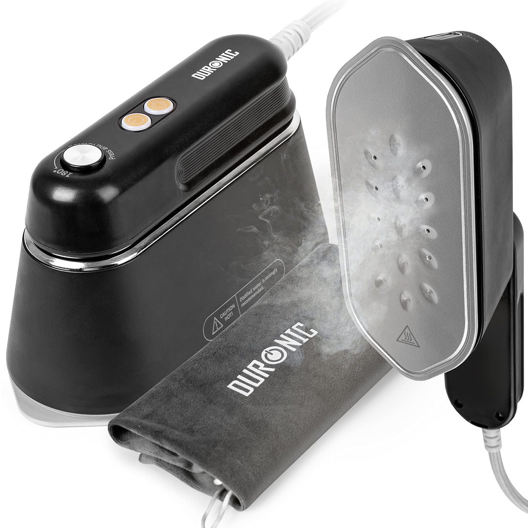 Duronic HS90 BK 2-in-1 Dampfbügeleisen | Bügeleisen und Dampfglätter | Reisebügeleisen mit 1200 W |