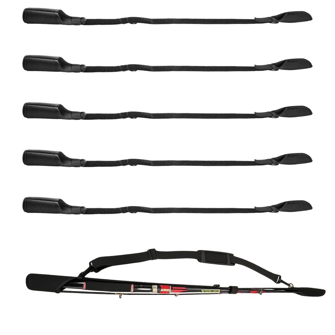 Angelrutenhaltergurte, 5 Stück, Verstellbar, 59-130 cm, Rutenschutz Abdeckung, Schwarz