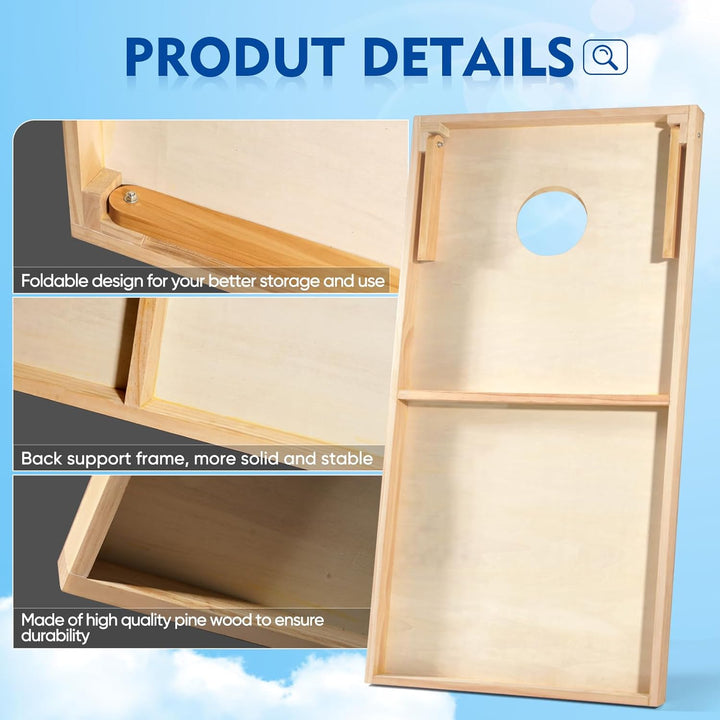 Cornhole Verordnung Grösse 91x60cm Massivholz Sackloch Spiel Set mit 2 Corn Hole Boards, 8 Sitzsack,
