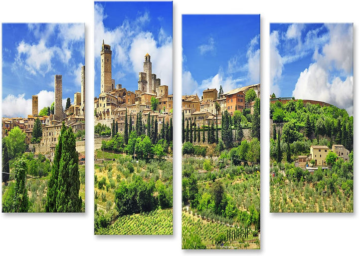 islandburner Bild auf Leinwand Panorama Gimignano Toskana Italien Bilder Wandbilder Poster Leinwand