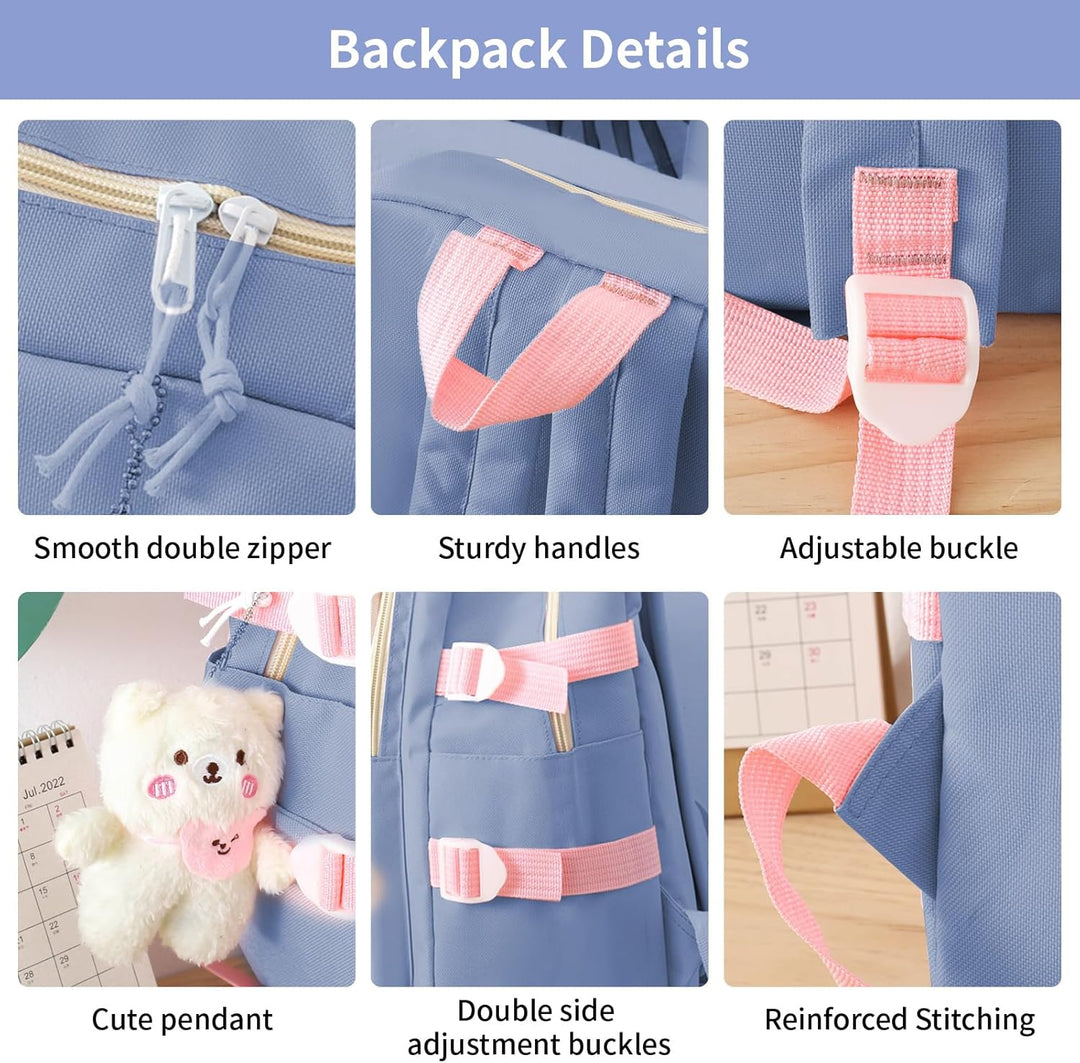 IvyH Schulranzen-Set 5-teilig, Schultasche Mädchen Rucksack Schule Teenager Schulrucksack für Mädche