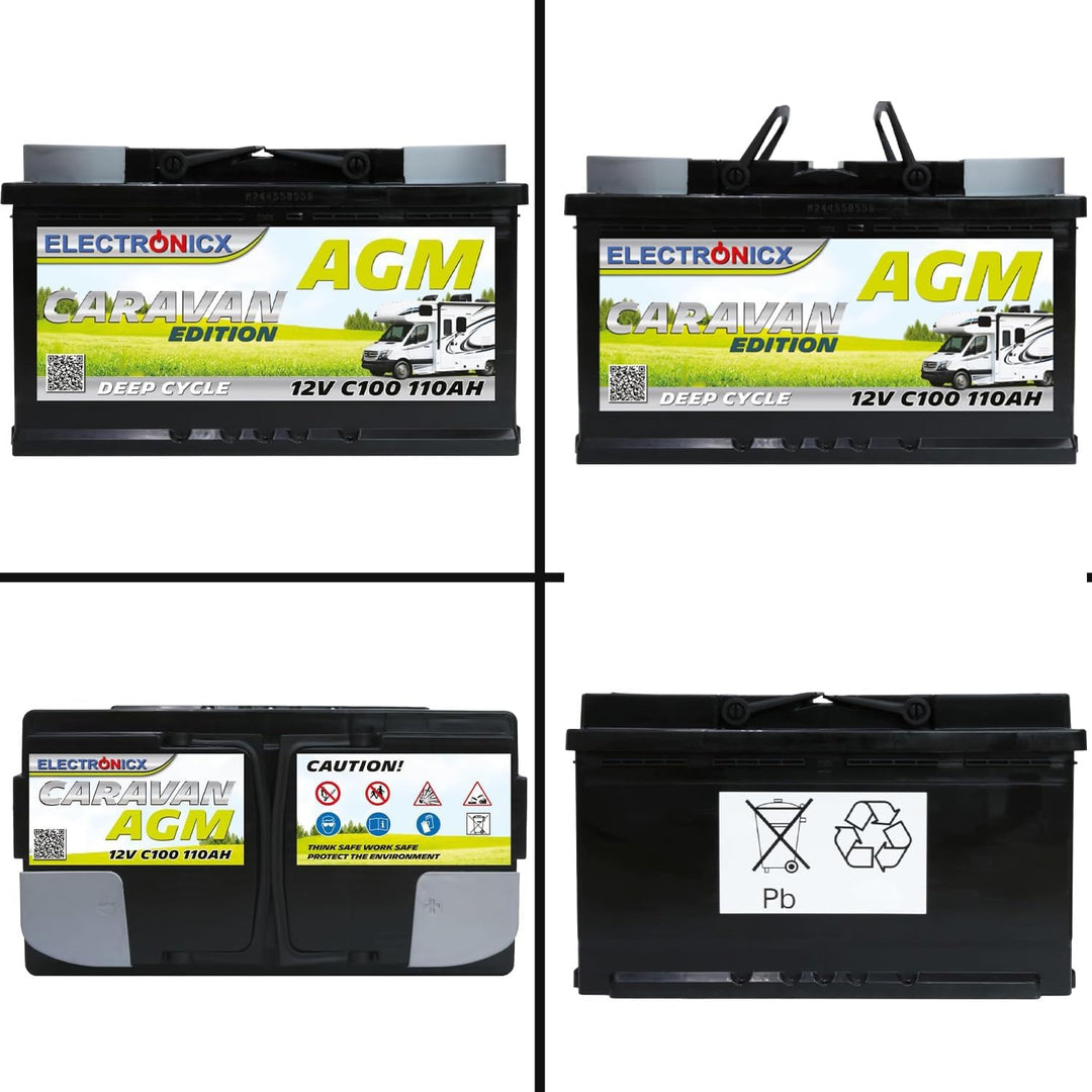 Electronicx AGM CARAVAN Versorgungsbatterie12V110Ah / 110Ah Deep Cycle Batterie wartungsfrei versieg