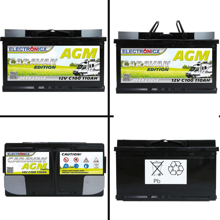 Electronicx AGM CARAVAN Versorgungsbatterie12V110Ah / 110Ah Deep Cycle Batterie wartungsfrei versieg