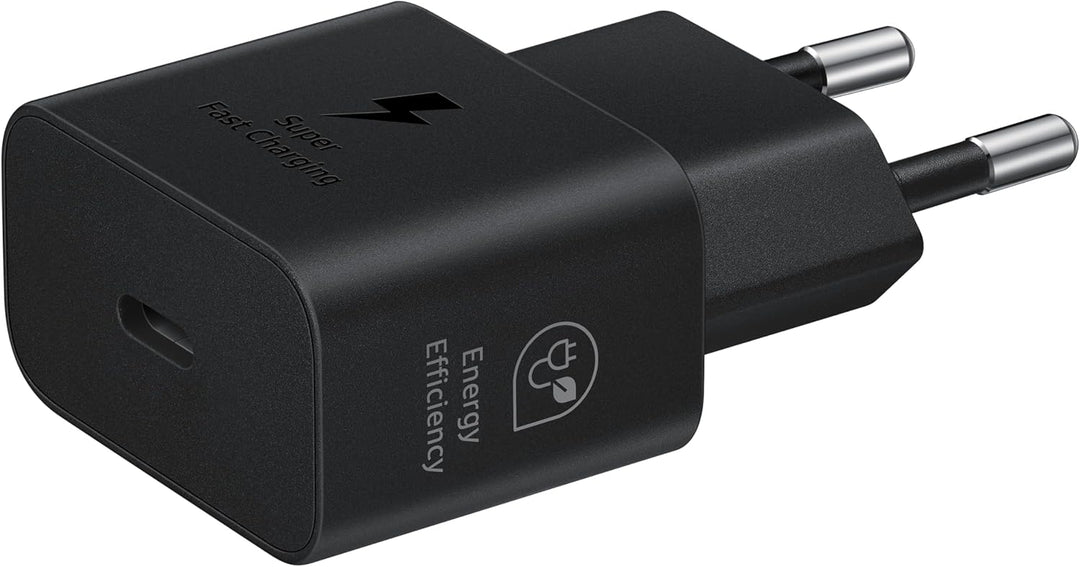 Samsung Schnellladeadapter, Energieeffizientes Ladegerät mit USB-C Datenkabel, 25 Watt, Schwarz, EP-