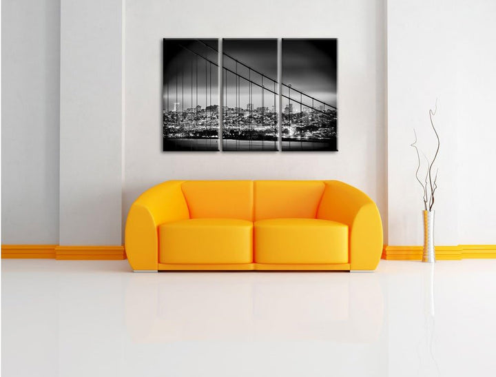 Pixxprint San Francisco Skyline als Leinwandbild/Grösse: 3 Teilig (120x80) cm/Wandbild/Kunstdruck/fe