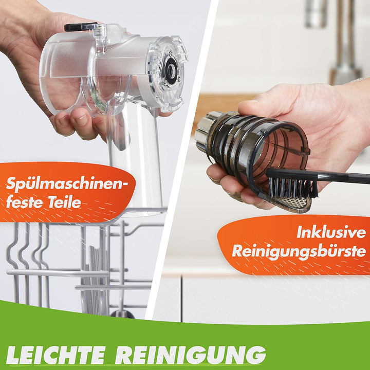 Nutrilovers Slow Juicer MINI-PRESS kompakt für Singles & Kleine Küchen DEUTSCHE MARKE Inkl. Rezeptbu