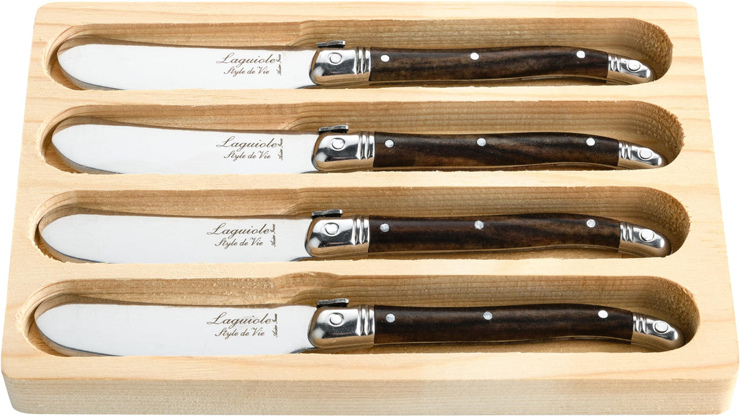 Laguiole Style de Vie Buttermesser Premium Line, 4-teilig, holzfarbe Darkwood, Darkwood