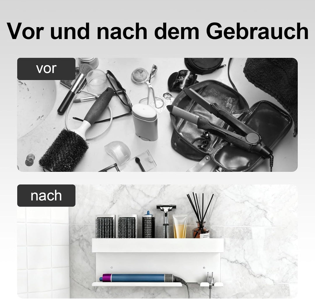 Wandhalterung Curling Halter Organizer Stand Lagerregal für Dyson Airwrap, Edelstahl ohne Stanzen Au