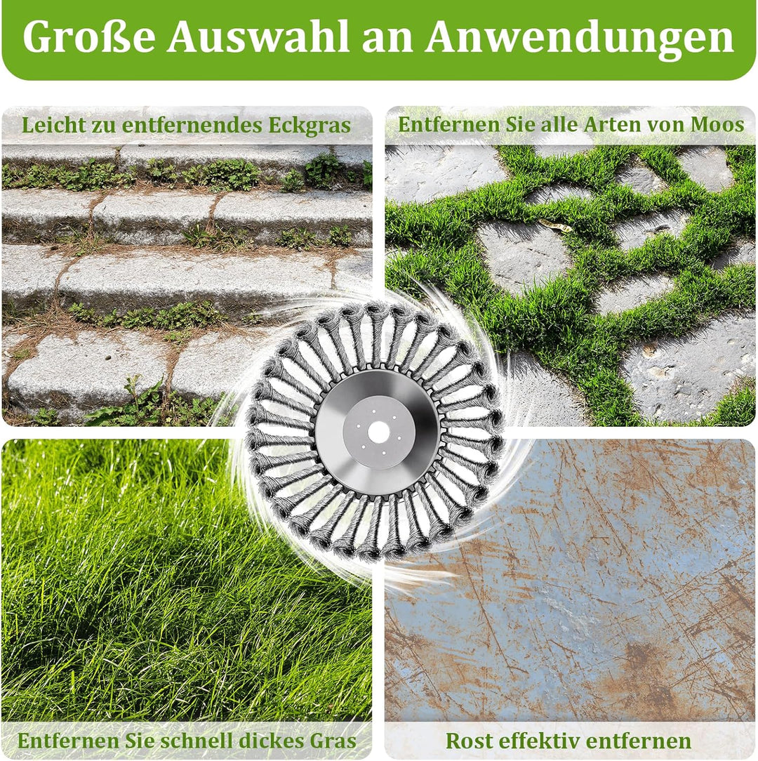 Profi Unkrautbürste für Freischneider,Wildkrautbürste für Motorsense mit 25,4mm Bohrung,Drahtbürste