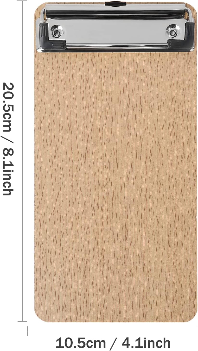 BOMKEE 6er Klemmbrett A6, Mini Schreibplatte Klemmbretter Hölzern Halter Clipboard für Hotels, Bar,