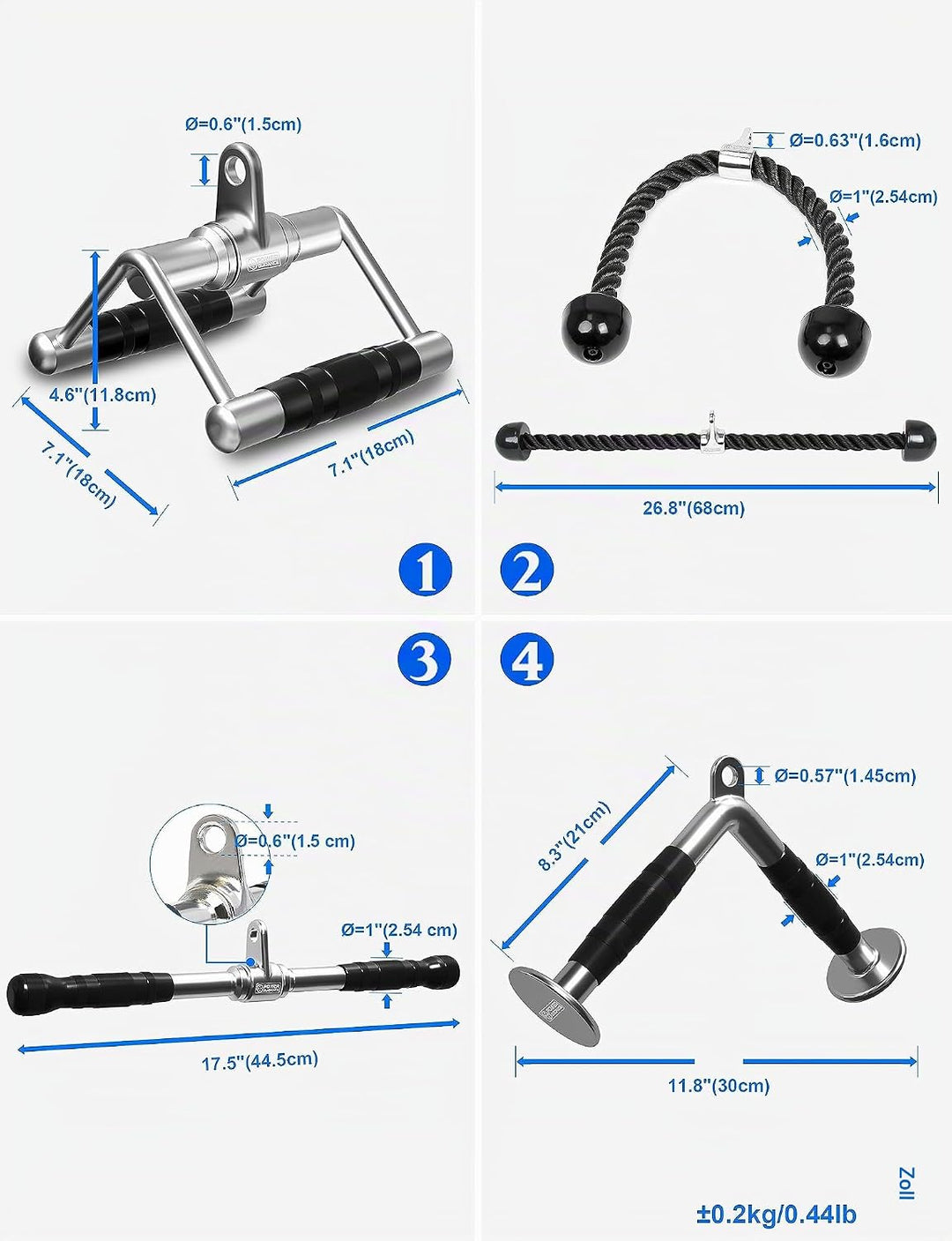 POWER GUIDANCE Trizeps-Kabelzug nach unten drücken, Gewicht Maschinenzubehör 5# V Handle+Rotating Ba