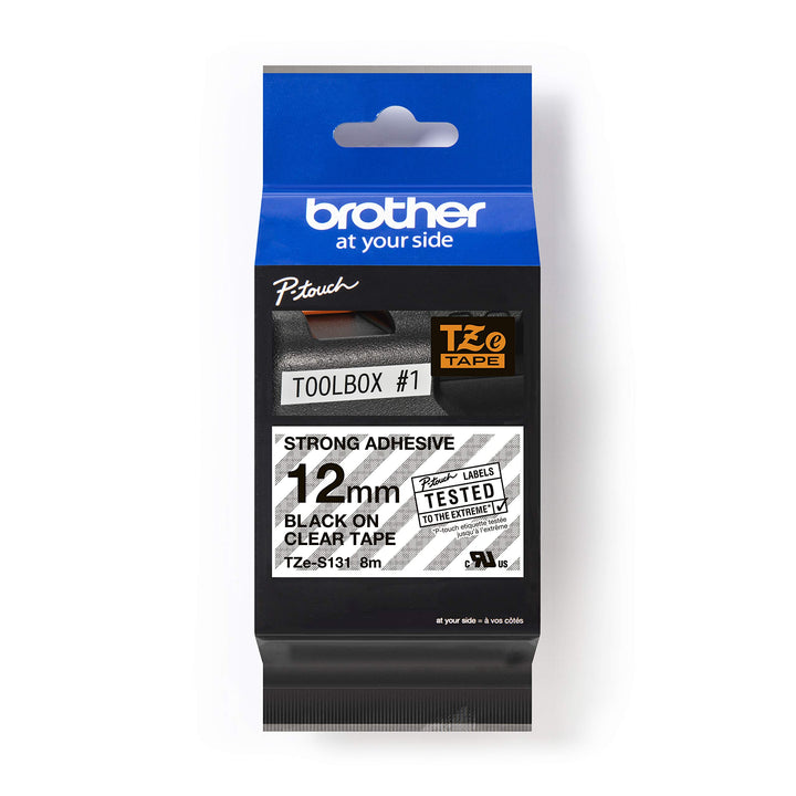 Brother Original P-touch Schriftband TZe-S131 12 mm, schwarz auf transparent (kompatibel u.a. mit Br