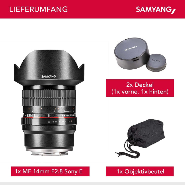 Samyang MF 14mm F2,8 Sony E - Weitwinkelobjektiv für Vollformat und APS-C Sensor - Landschaftsfotogr