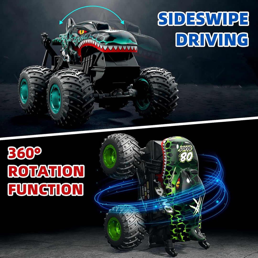 ACAMMZAR Ferngesteuertes Auto Dinosaurier, 2.4GHz 20+km/h Ferngesteuertes RC Monster Truck mit 2 Akk