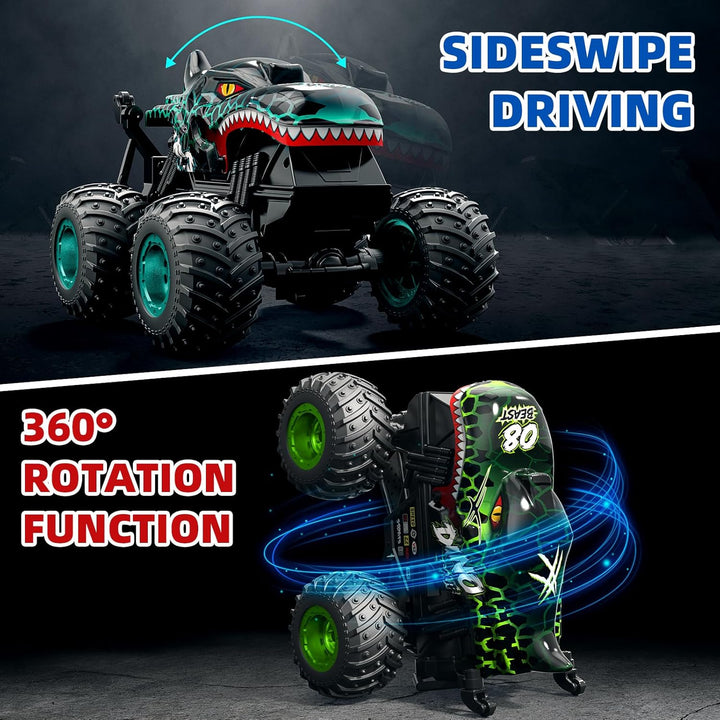 ACAMMZAR Ferngesteuertes Auto Dinosaurier, 2.4GHz 20+km/h Ferngesteuertes RC Monster Truck mit 2 Akk