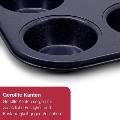 Zyliss E980200 Muffinform, Antihaftbeschichtung, Carbonstahl, Dunkelblau, Blech für 12 Muffins, Muff