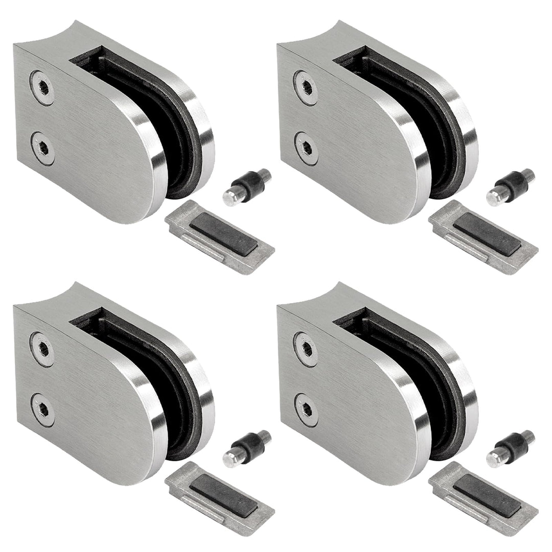 PRIOstahl Glashalter 4 Stück Glasklemme Klemmhalter Glashalter mit Sicherungsplatte + Sicherungsstif